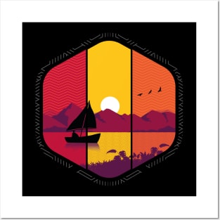 The sunset of adventure, t-shirt colored fire and freedom Posters and Art